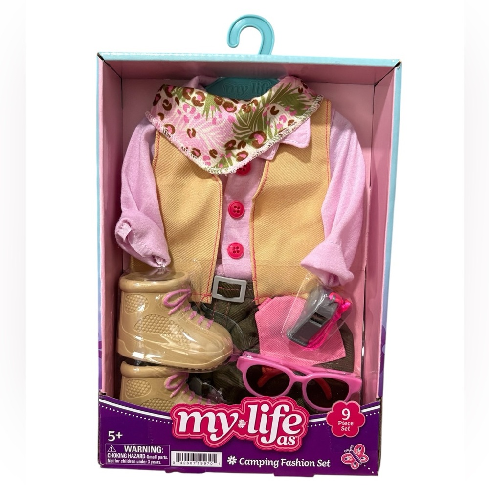 New My Life As Camping Fashion Set for 18-inch Doll Clothes Set , 9 Pieces